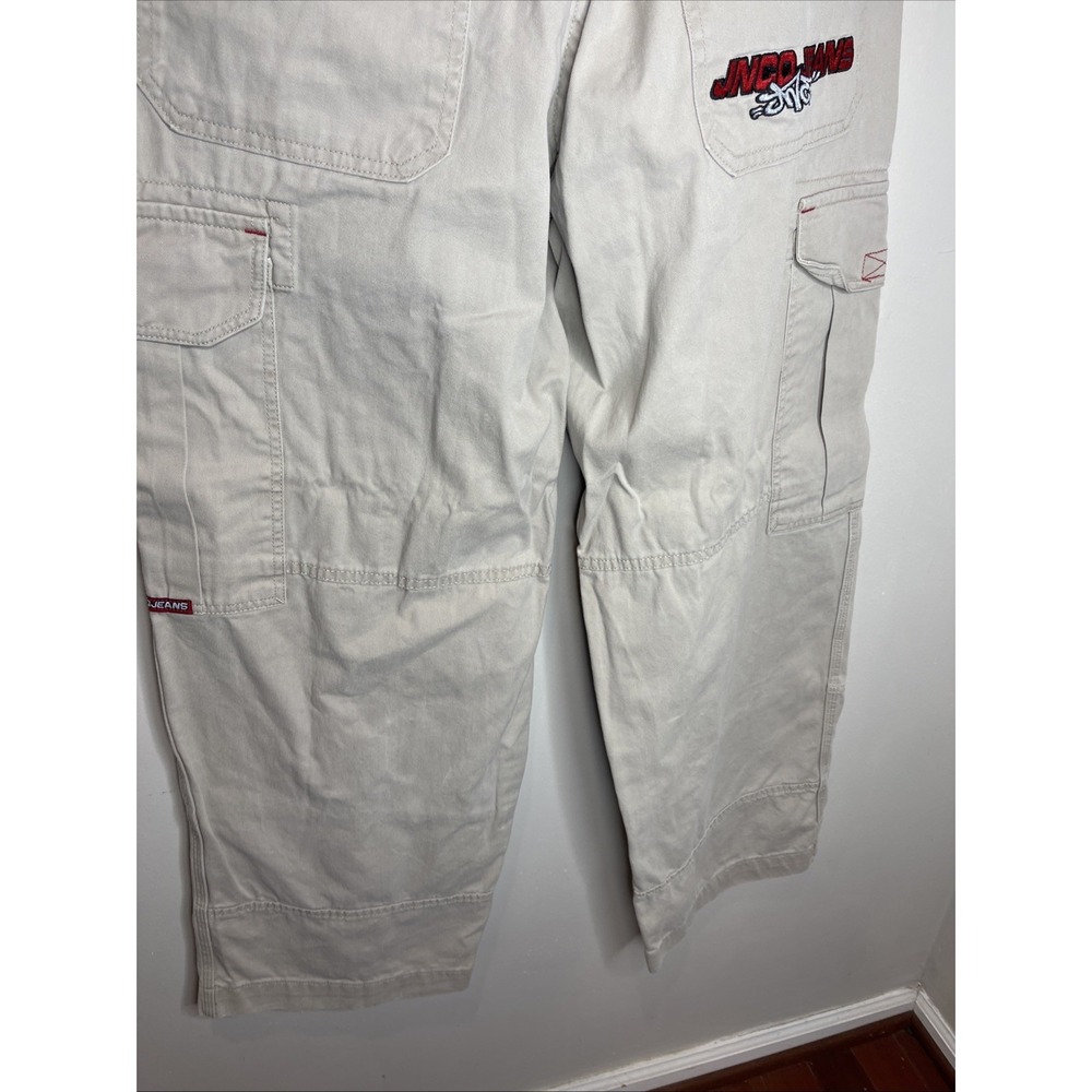 VTG Jnco Jeans Kakhi Wide Leg Cargo Pant Y2K 34W x 32L - Picture 8 of 13